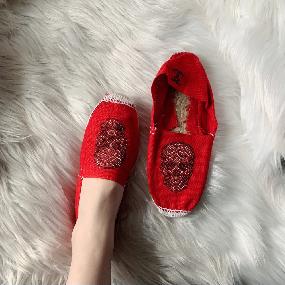 New Cousu Main Espadrille Studded Skull Shoes